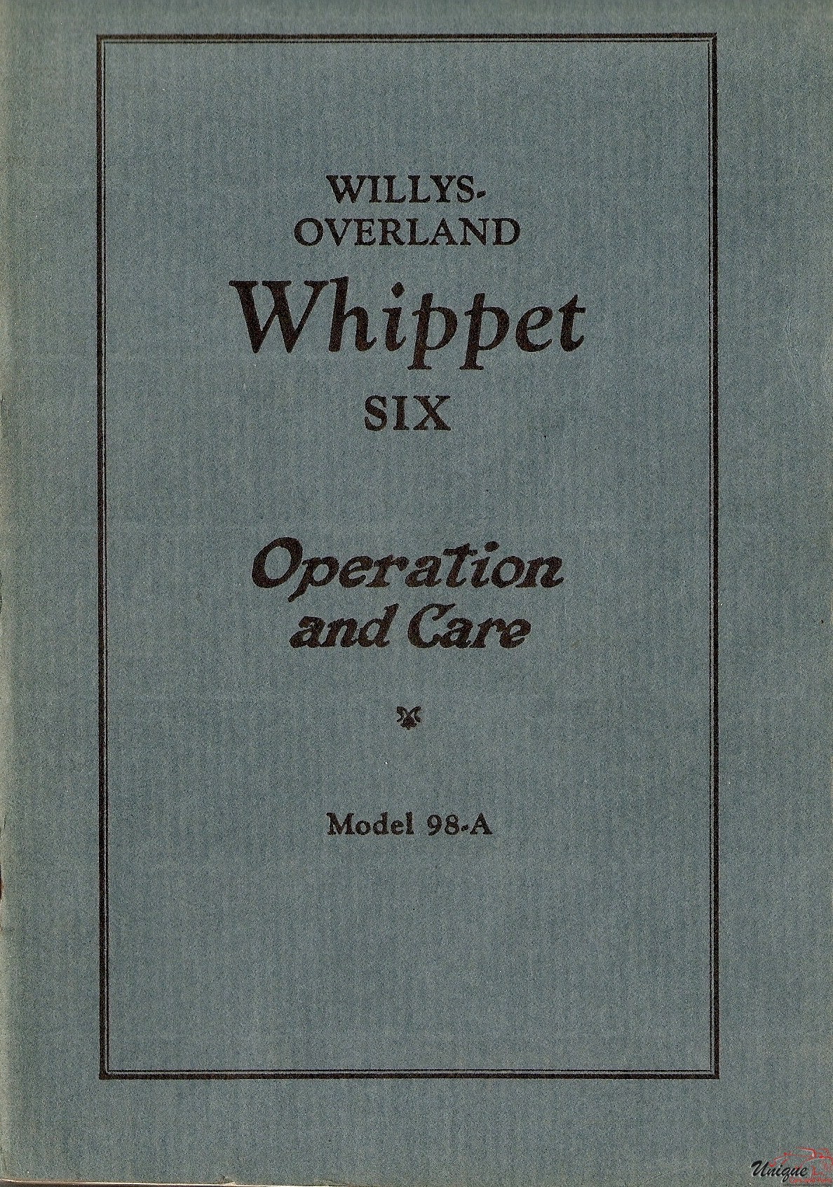 1929 Whippet Operator Manual